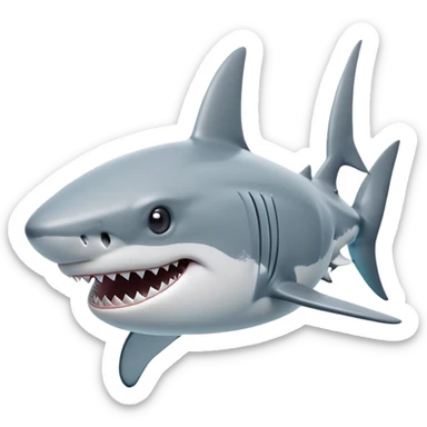 Cinematic Noble Shark Portrait Emoji, Poised and regal, with a sleek, powerful build and a smooth, streamlined body in icy gray and white tones, deep-set soulful piercing eyes, Simplified yet sharp and sophisticated features, highly detailed, glowing with a soft, dignified glow, high shine, intelligent and formidable, stylized with an air of oceanic majesty, focused and attentive, soft glowing outline, capturing the essence of a watchful and confident predator, so majestic it feels as though it could glide out of the screen with effortless authority! sticker