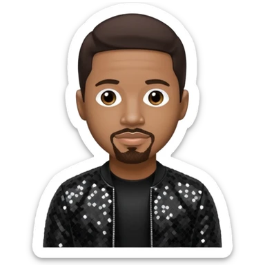  Stevie J, Record Producer with dark brown hair, black sequin outfit sticker