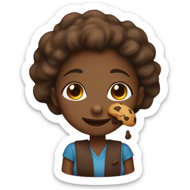 Black girl eating chocolate chip cookie sticker