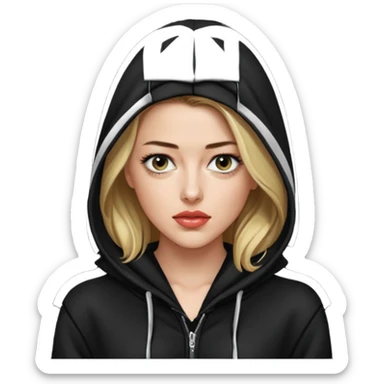 amber heard with black hoodie sticker