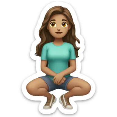 girl with brown hair kneeling sticker