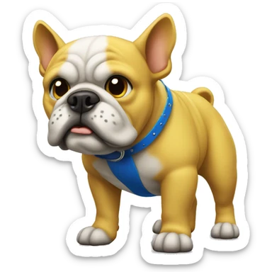 yellow bulldog with blue spiked collar sticker