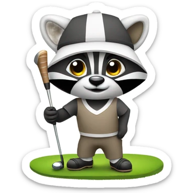 Golfing raccoon sticker