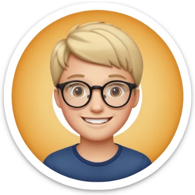 une personne plutot jeune de face avec des detail et des accessoires /lunettes dans un rond  sticker