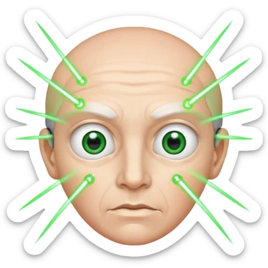 67 with lasers shooting out from its eyes sticker