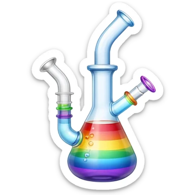 glass bong with rainbow water, modern water pipe, no fruit sticker