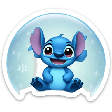 Stitch in a snow globe sticker