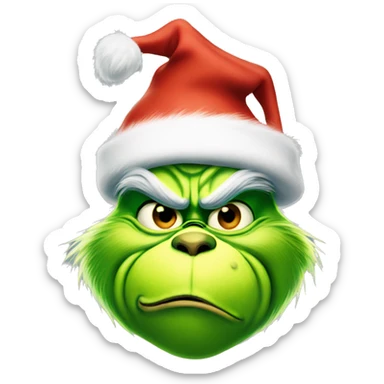 The grinch wearing a Christmas hat sticker