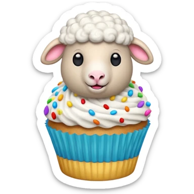 Sheep popping on the cupcake sticker
