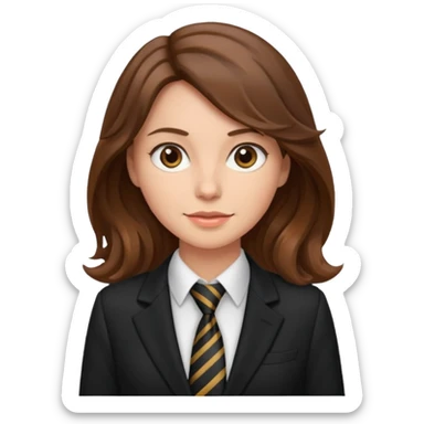 wavy brown haired woman with tie and blazer sticker