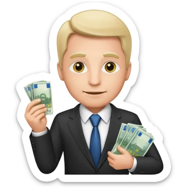 AN UNCLE with a tie in business clothes and with euro money
 sticker