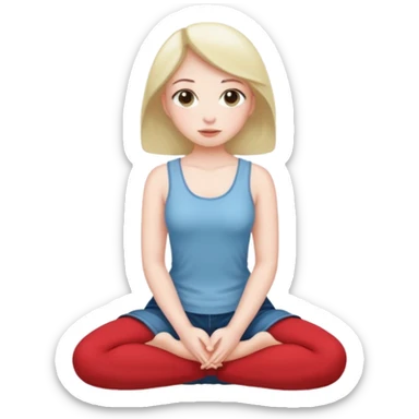 Girl sitting on her knees with her hands behind her back  sticker