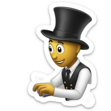 a magician programming a laptop with a truck on the screen sticker