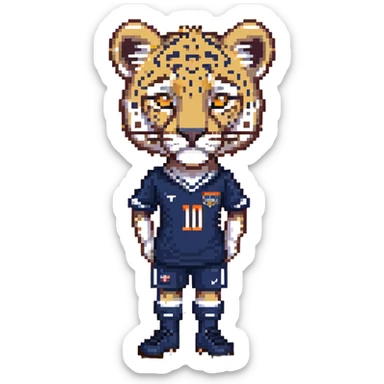leopard wearing a navy soccer uniform sticker