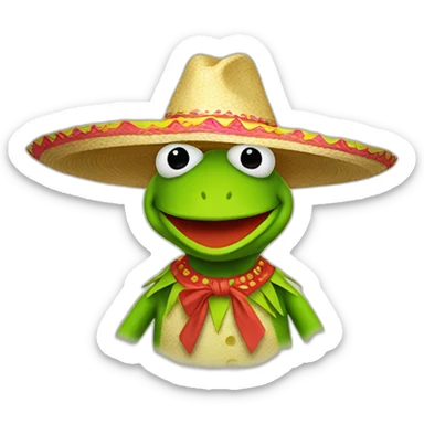 Kermit the frog with a sombrero sticker
