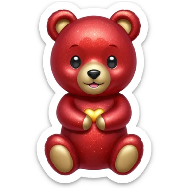 red glitter bear Happy  sticker