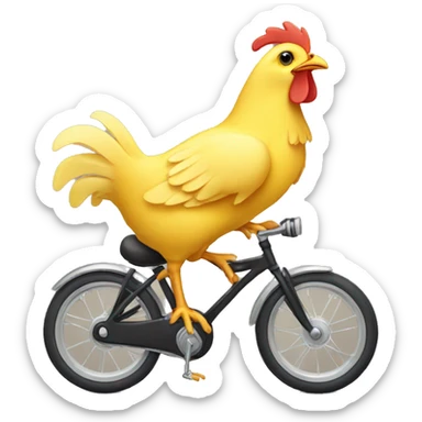 cute small young yellow chicken riding on a bike sticker