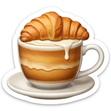Croissant near cappuccino sticker