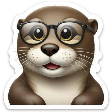 otter with glasses on eames lounge chair sticker