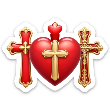 3 hearts and Holy Cross sticker