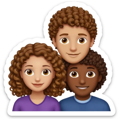 Açık kumral saçlı ela gözlü beyaz tenli erkek ve saçları koyu kahverengi ,kıvırcık saçlı kız yan yana gülümsüyor sticker