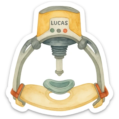 watercolor style Lund University Cardiopulmonary Assist System (LUCAS) device sticker