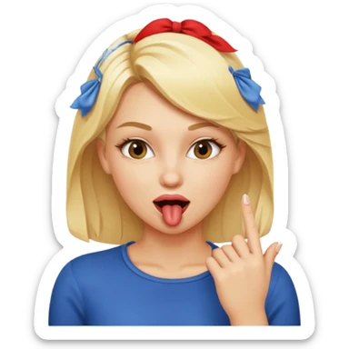 blonde woman with a coquettish gesture, biting her finger sticker