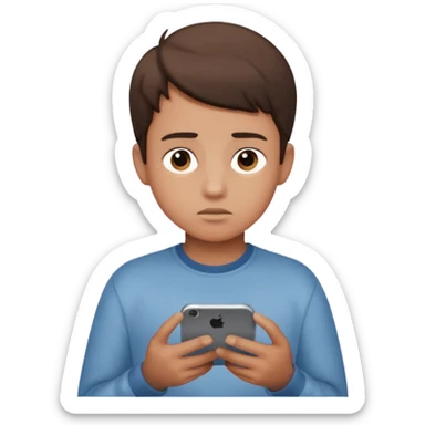boy addicted to his Iphone sticker