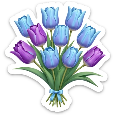 light blue and light purple tulip bouquet sticker