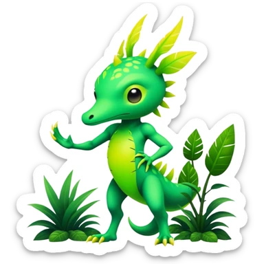 Tropical futuristic lush neon Fionbri-Vernid-creature (full body) sticker