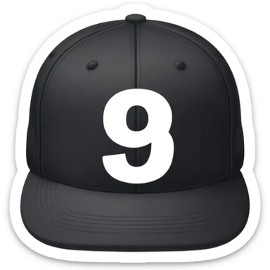 black cap with number “9” on it sticker