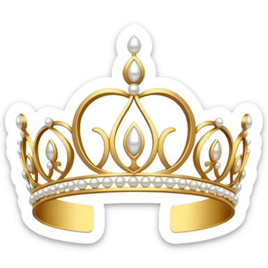 ornate gold tiara with pearls sticker