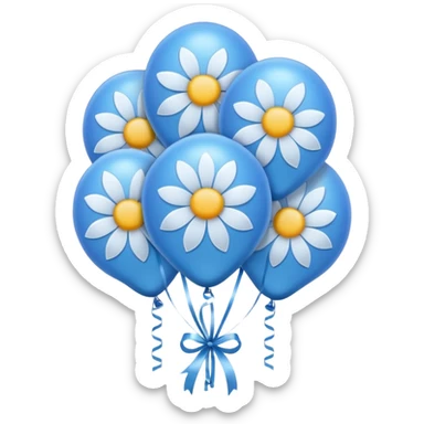 Blue birthday balloons flower sticker