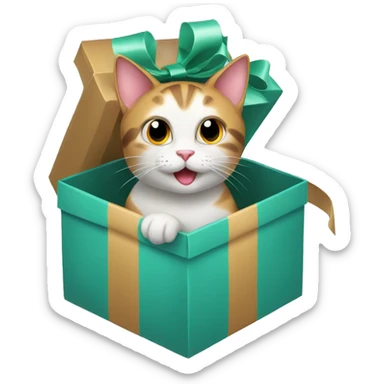 Cat inside a present box sticker