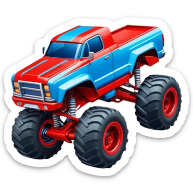 Avenger - Monster Jam (Model Year: 2021) (Iconic colour: Blue and red) - A dynamic monster truck with a split-color scheme: predominantly blue accented by bold red elements. Focus on strong, angular lines and vivid contrasting colors that evoke high energy and a futuristic, rebellious style. sticker