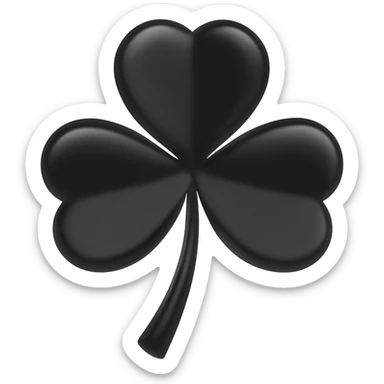 Black colour five clover emoj sticker