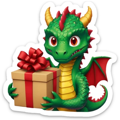 dragon man hold carton box gift sticker