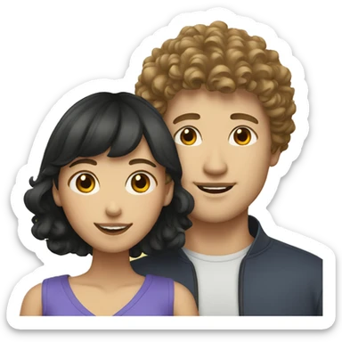white man with asian girlfriend with curly bang sticker