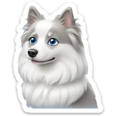 Japanese spitz and grey and white ragdoll with blue eyes sticker