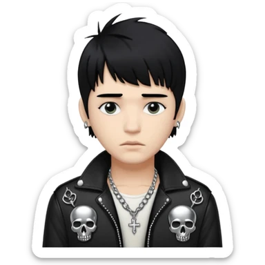 chrome hearts,man, black hair,white,normal,messy fringe sticker