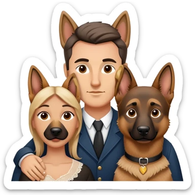 Husband and wife with sable German shepherd  sticker
