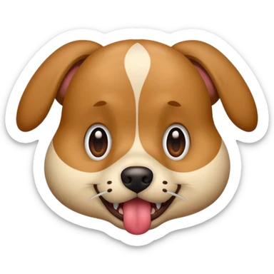 the dog sits at full height with a frightened face sticker