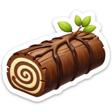 Oblong Tree-log-shaped-chocolate with marsipan swirled inside and with walnuts drizzled on top  sticker