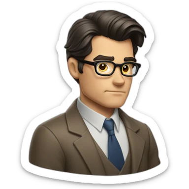 wide shot portrait of clark kent with high great-looking hair sticker