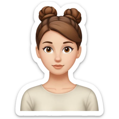 white girl with brown hair in a bun sticker