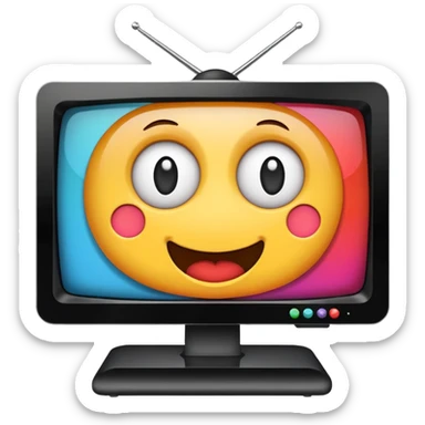 A tv with a cartoon on sticker