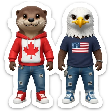 a canadian and american otter with swag sticker