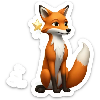 Fox with Christmas tree sticker