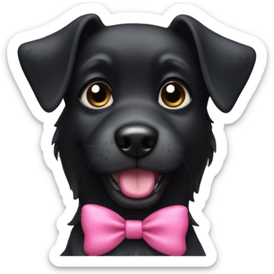black dog with a pink bow sticker