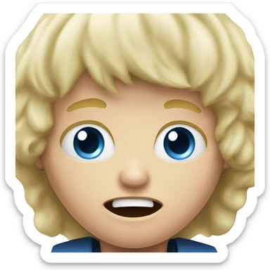 blond boy with blue eyes screaming scary peur sticker